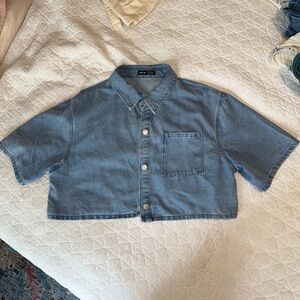 crop denim button up shirt